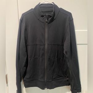 Lululemon Athletica Mens Track Jacket Full Zip Mesh Arm Pits Pockets SZ L Black